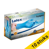 Aanbieding: 10x HY@PRO Latex handschoenen L gepoederd blauw (5,4 gram, 24 cm, 100 stuks)