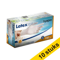 Aanbieding: 10x HY@PRO Latex handschoenen L gepoederd wit (5 gram, 24 cm, 100 stuks)