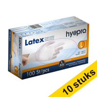 Aanbieding: 10x HY@PRO Latex handschoenen L poedervrij wit (5 gram, 24 cm, 100 stuks)