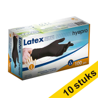 Aanbieding: 10x HY@PRO Latex handschoenen L poedervrij zwart (5,8 gram, 24 cm, 100 stuks)