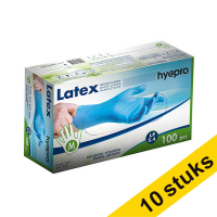 Aanbieding: 10x HY@PRO Latex handschoenen M gepoederd blauw (5,4 gram, 24 cm, 100 stuks)