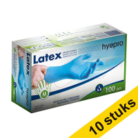 Aanbieding: 10x HY@PRO Latex handschoenen M poedervrij blauw (5,8 gram, 24 cm, 100 stuks)