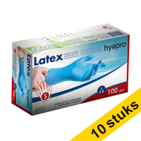 Aanbieding: 10x HY@PRO Latex handschoenen S poedervrij blauw (5,8 gram, 24 cm, 100 stuks)