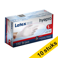 Aanbieding: 10x HY@PRO Latex handschoenen S poedervrij wit (5 gram, 24 cm, 100 stuks)