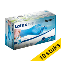 Aanbieding: 10x HY@PRO Latex handschoenen XL gepoederd blauw (5,4 gram, 24 cm, 100 stuks)