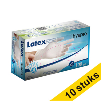 Aanbieding: 10x HY@PRO Latex handschoenen XL gepoederd wit (5 gram, 24 cm, 100 stuks)