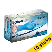Aanbieding: 10x HY@PRO Latex handschoenen XL poedervrij blauw (5,8 gram, 24 cm, 100 stuks)