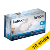 Aanbieding: 10x HY@PRO Latex handschoenen XL poedervrij wit (5 gram, 24 cm, 100 stuks)