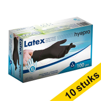 Aanbieding: 10x HY@PRO Latex handschoenen XL poedervrij zwart (5,8 gram, 24 cm, 100 stuks)