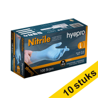Aanbieding: 10x HY@PRO Nitril handschoenen L poedervrij blauw (6 gram, 24 cm, 100 stuks)