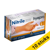 Aanbieding: 10x HY@PRO Nitril handschoenen L poedervrij oranje (3,5 gram, 24 cm, 100 stuks)