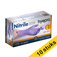 Aanbieding: 10x HY@PRO Nitril handschoenen L poedervrij paars (3,5 gram, 24 cm, 100 stuks)