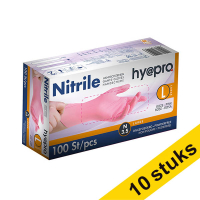 Aanbieding: 10x HY@PRO Nitril handschoenen L poedervrij roze (3,8 gram, 24 cm, 100 stuks)
