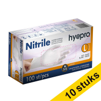 Aanbieding: 10x HY@PRO Nitril handschoenen L poedervrij wit (3,5 gram, 24 cm, 100 stuks)