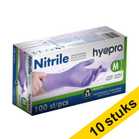 Aanbieding: 10x HY@PRO Nitril handschoenen M poedervrij paars (3,5 gram, 24 cm, 100 stuks)
