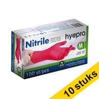 Aanbieding: 10x HY@PRO Nitril handschoenen M poedervrij rood (4 gram, 24 cm, 100 stuks)