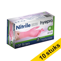 Aanbieding: 10x HY@PRO Nitril handschoenen M poedervrij roze (3,8 gram, 24 cm, 100 stuks)