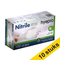 Aanbieding: 10x HY@PRO Nitril handschoenen M poedervrij wit (3,5 gram, 24 cm, 100 stuks)