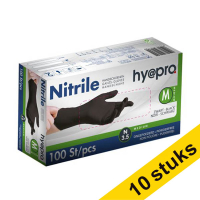 Aanbieding: 10x HY@PRO Nitril handschoenen M poedervrij zwart (3,5 gram, 24 cm, 100 stuks)
