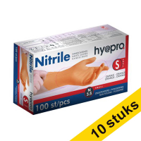 Aanbieding: 10x HY@PRO Nitril handschoenen S poedervrij oranje (3,5 gram, 24 cm, 100 stuks)
