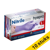 Aanbieding: 10x HY@PRO Nitril handschoenen S poedervrij paars (3,5 gram, 24 cm, 100 stuks)