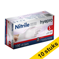 Aanbieding: 10x HY@PRO Nitril handschoenen S poedervrij wit (3,5 gram, 24 cm, 100 stuks)