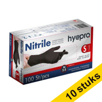 Aanbieding: 10x HY@PRO Nitril handschoenen S poedervrij zwart (3,5 gram, 24 cm, 100 stuks)