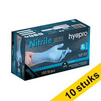 Aanbieding: 10x HY@PRO Nitril handschoenen XL poedervrij blauw (6 gram, 24 cm, 100 stuks)