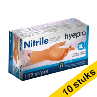 Aanbieding: 10x HY@PRO Nitril handschoenen XL poedervrij oranje (3,5 gram, 24 cm, 100 stuks)