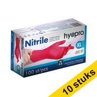 Aanbieding: 10x HY@PRO Nitril handschoenen XL poedervrij rood (4 gram, 24 cm, 100 stuks)