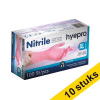Aanbieding: 10x HY@PRO Nitril handschoenen XL poedervrij roze (3,8 gram, 24 cm, 100 stuks)