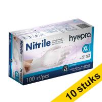 Aanbieding: 10x HY@PRO Nitril handschoenen XL poedervrij wit (3,5 gram, 24 cm, 100 stuks)