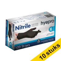 Aanbieding: 10x HY@PRO Nitril handschoenen XL poedervrij zwart (3,5 gram, 24 cm, 100 stuks)