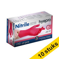 Aanbieding: 10x HY@PRO Nitril handschoenen XS poedervrij rood (4 gram, 24 cm, 100 stuks)