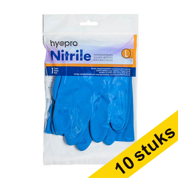 Aanbieding: 10x HY@PRO Nitril huishoudhandschoenen L (1 paar, 65 gram) SHY00289 - 1