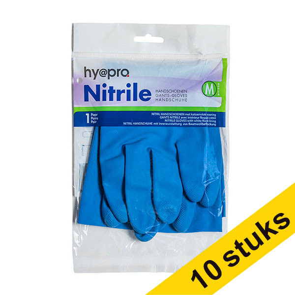 Aanbieding: 10x HY@PRO Nitril huishoudhandschoenen M (1 paar, 65 gram) SHY00287 - 1