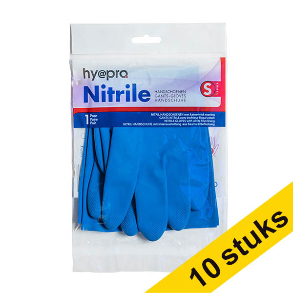 Aanbieding: 10x HY@PRO Nitril huishoudhandschoenen S (1 paar, 65 gram) SHY00285 - 1