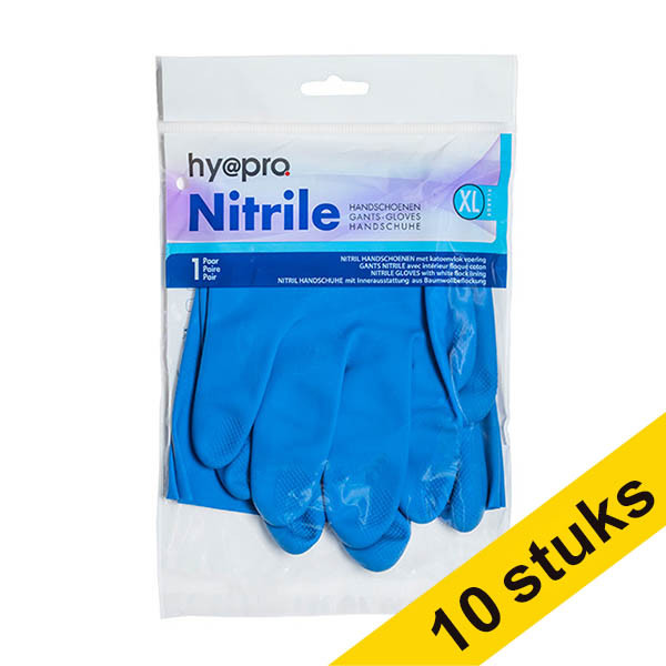 Aanbieding: 10x HY@PRO Nitril huishoudhandschoenen XL (1 paar, 65 gram) SHY00291 - 1