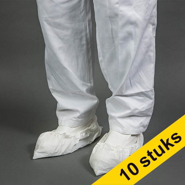 Aanbieding: 10x HY@PRO Non-woven/CPE antislip schoenovertrek wit/wit (50 stuks) SHY00560 - 1