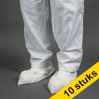 Aanbieding: 10x HY@PRO Non-woven/CPE antislip schoenovertrek wit/wit (50 stuks)
