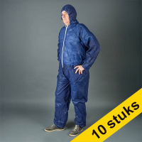 Aanbieding: 10x HY@PRO Non-woven antistatische coverall met rits en capuchon L blauw (1 stuk)