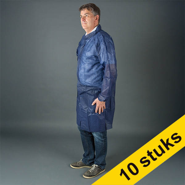 Aanbieding: 10x HY@PRO Non-woven antistatische jas met klittenbandsluiting L blauw (1 stuk) SHY00726 - 1