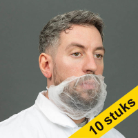 Aanbieding: 10x HY@PRO Non-woven baardmasker met clip/elastiek wit (45 cm, 100 stuks)