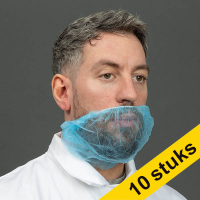 Aanbieding: 10x HY@PRO Non-woven baardmasker met oorelastieken blauw (45 cm, 100 stuks)
