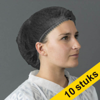 Aanbieding: 10x HY@PRO Non-woven haarnetjes met clip en 2 elastieken zwart (100 stuks - 53,5 cm)