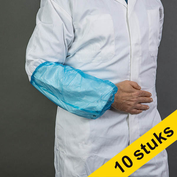 Aanbieding: 10x HY@PRO PE mouwovertrek machinemade blauw 3 gram (20 x 40 cm, 100 stuks) SHY00520 - 1