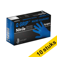 Aanbieding: 10x HY@PRO Q Grip Micro Diamond Nitril handschoenen L poedervrij blauw (29 cm, 50 stuks)
