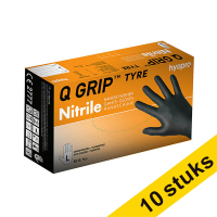 Aanbieding: 10x HY@PRO Q Grip Tyre Nitril handschoenen L poedervrij zwart (24 cm, 50 stuks)