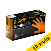 Aanbieding: 10x HY@PRO Q Grip Tyre Nitril handschoenen XL poedervrij oranje (24 cm, 50 stuks)