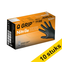 Aanbieding: 10x HY@PRO Q Grip Tyre Nitril handschoenen XL poedervrij zwart (24 cm, 50 stuks)